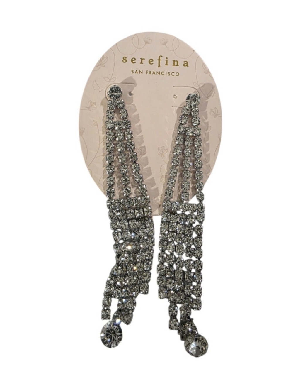Serefina San Francisco Silver Rhinestone Chandelier Fringe Earrings